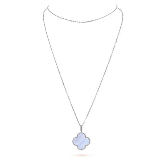 [Windsor Jewelry]CLOVER SILVER CHALCEDONY BIG CLOVER NECKLACE