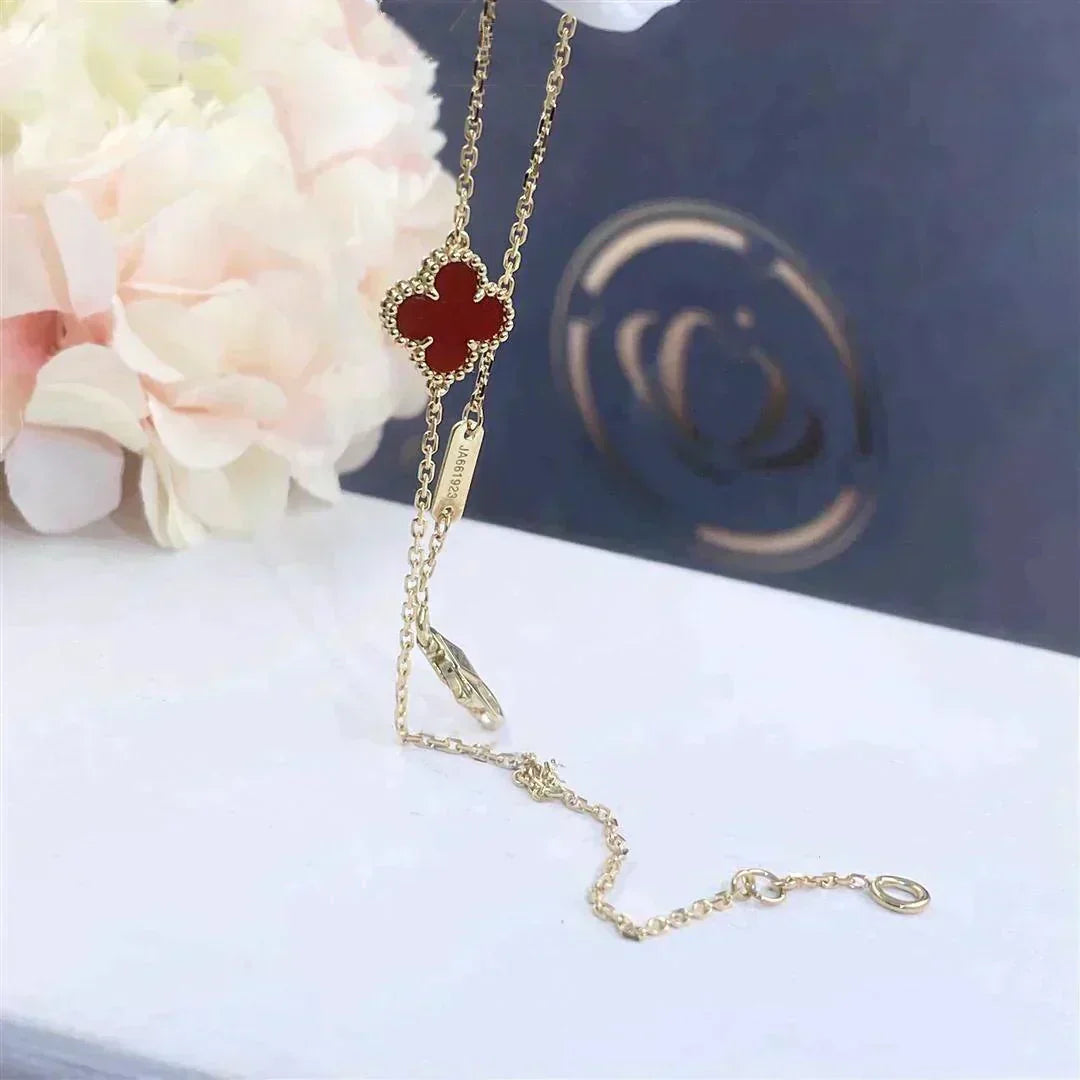 [Windsor Jewelry]CLOVER  CARNELIAN SINGLE FLOWER BRACELET