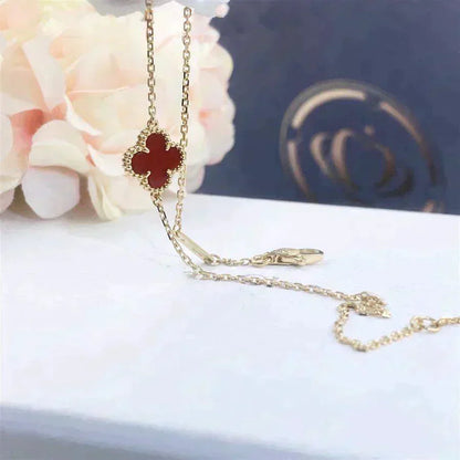 [Windsor Jewelry]CLOVER  CARNELIAN SINGLE FLOWER BRACELET