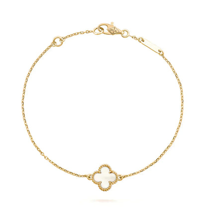 [Windsor Jewelry]CLOVER WHITE MOP SINGLE FLOWER BRACELET
