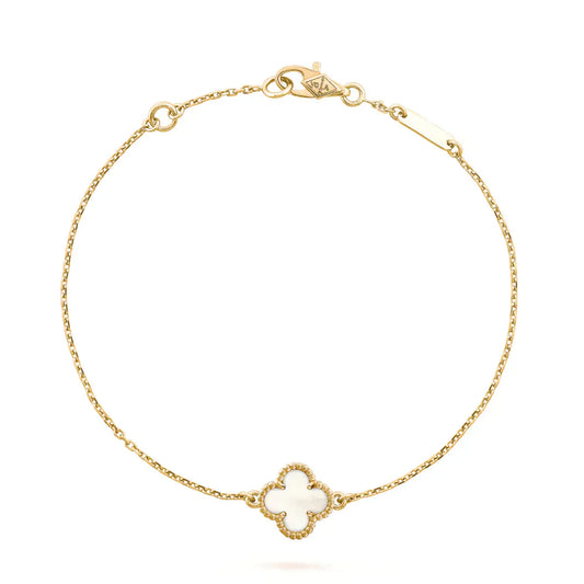 [Windsor Jewelry]CLOVER WHITE MOP SINGLE FLOWER BRACELET