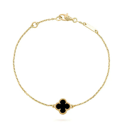 [Windsor Jewelry]CLOVER ONYX SINGLE FLOWER BRACELET
