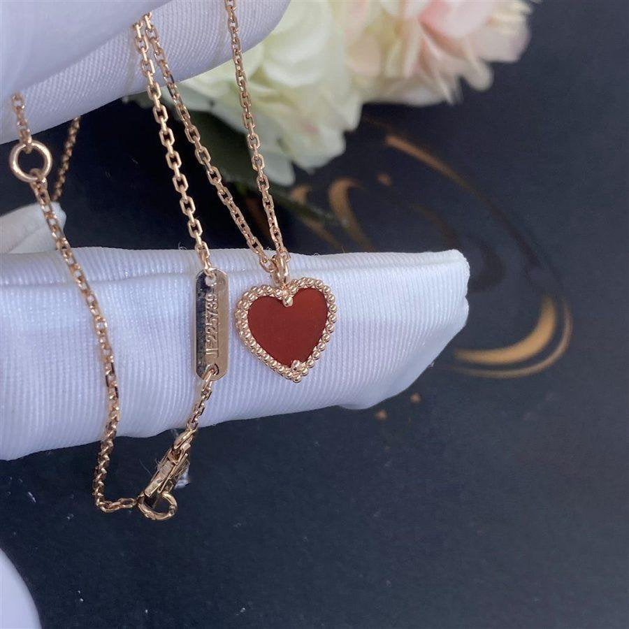 [Windsor Jewelry]SWEET CLOVER CARNELIAN HEART NECKLACE