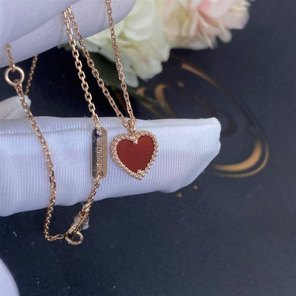 [Windsor Jewelry]SWEET CLOVER CARNELIAN HEART NECKLACE