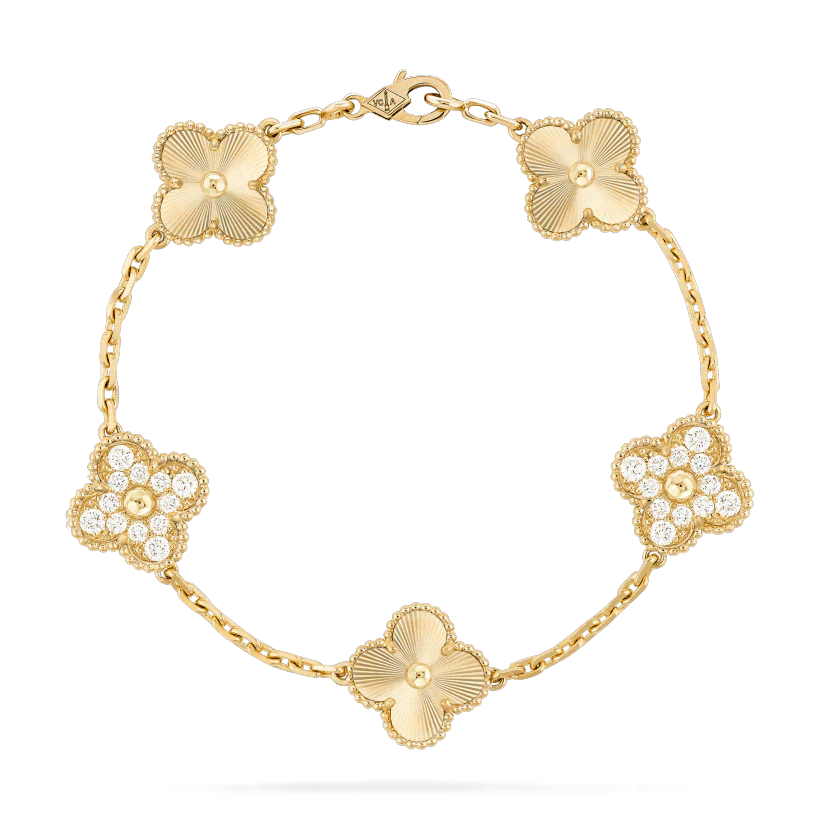 [Windsor Jewelry]CLOVER BRACELET 5 MOTIFS GOLD DIAMOND