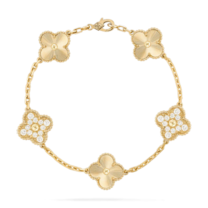 [Windsor Jewelry]CLOVER BRACELET 5 MOTIFS GOLD DIAMOND