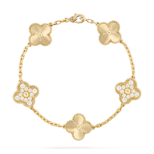 [Windsor Jewelry]CLOVER BRACELET 5 MOTIFS GOLD DIAMOND