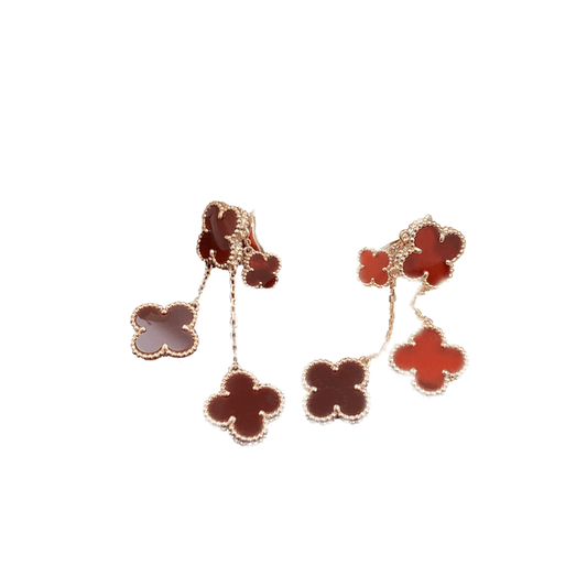 [Windsor Jewelry]CLOVER EARRINGS CARNELIAN 4 MOTIFS PINK GOLD