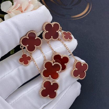 [Windsor Jewelry]CLOVER EARRINGS CARNELIAN 4 MOTIFS PINK GOLD