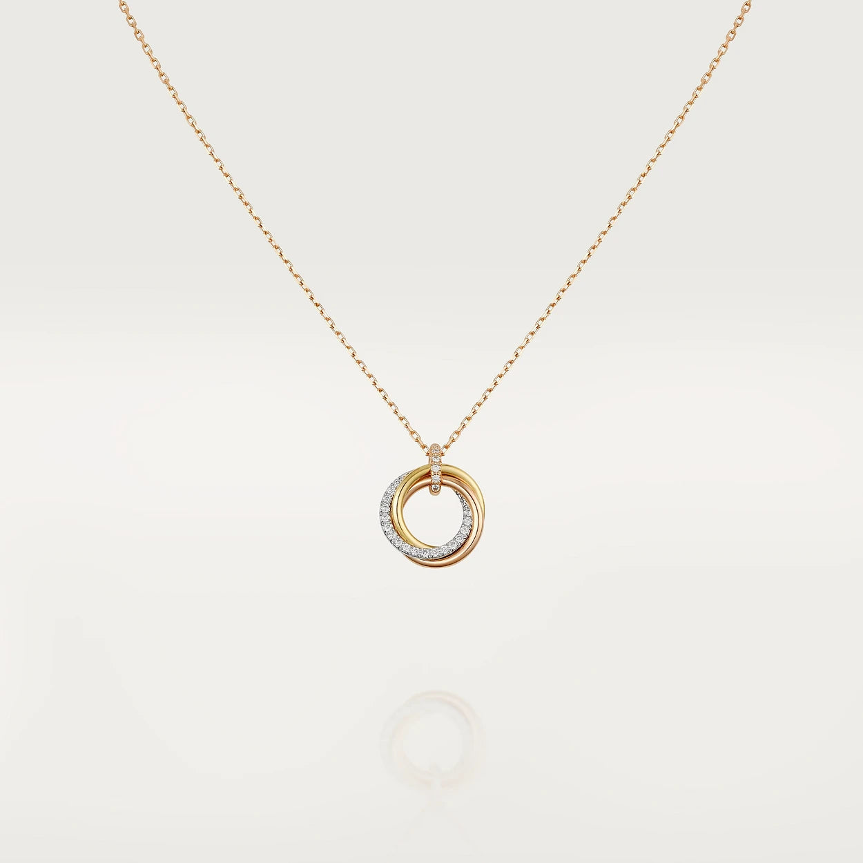 [Windsor Jewelry]TRINITY NECKLACE SILVER GOLD PINK GOLD DIAMONDS