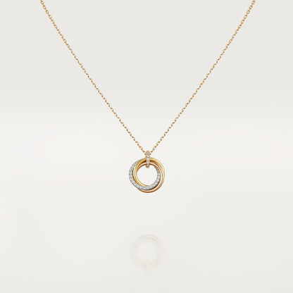 [Windsor Jewelry]TRINITY NECKLACE SILVER GOLD PINK GOLD DIAMONDS