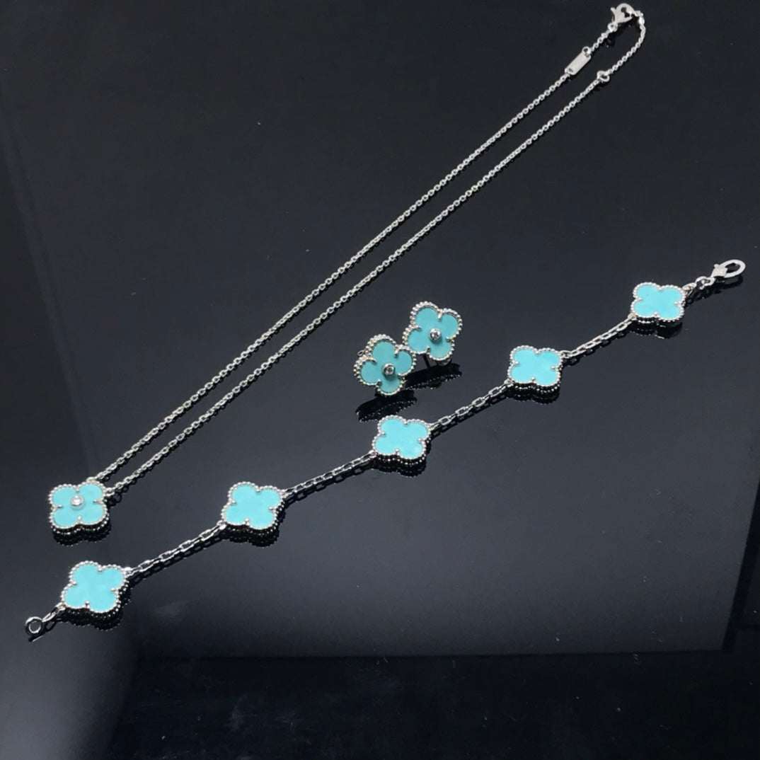 [Windsor Jewelry]CLOVER 1 DIAMOND BLUE SKY SILVER EARRINGS