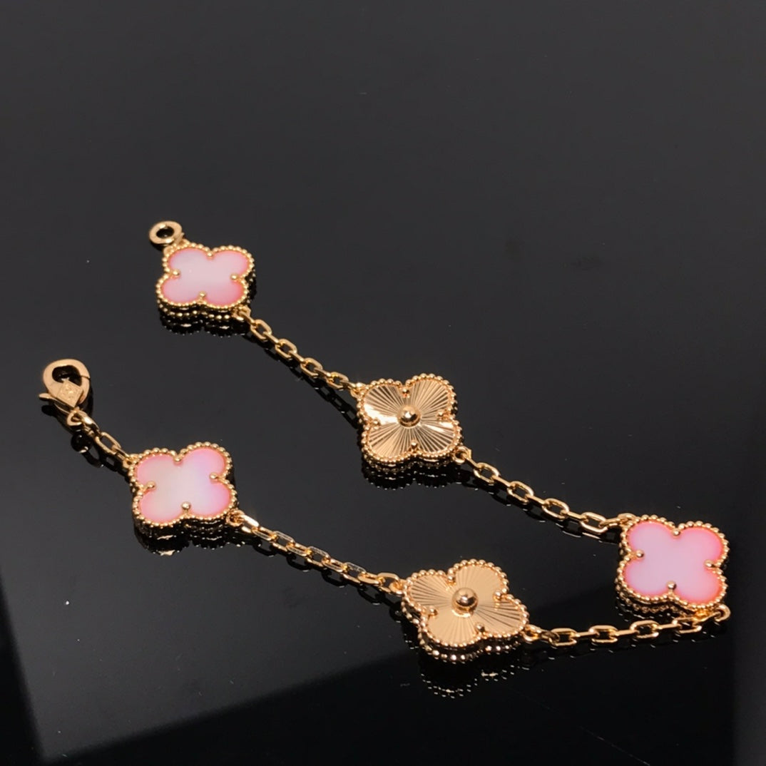 [Windsor Jewelry]CLOVER BRACELET 5 MOTIF PINK AND PINK GOLD
