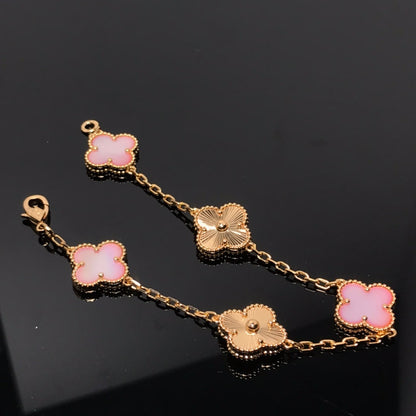 [Windsor Jewelry]CLOVER BRACELET 5 MOTIF PINK AND PINK GOLD