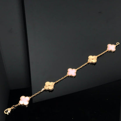 [Windsor Jewelry]CLOVER BRACELET 5 MOTIF PINK AND PINK GOLD