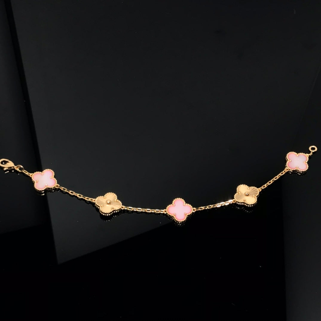 [Windsor Jewelry]CLOVER BRACELET 5 MOTIF PINK AND PINK GOLD