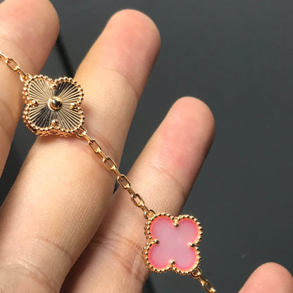 [Windsor Jewelry]CLOVER BRACELET 5 MOTIF PINK AND PINK GOLD