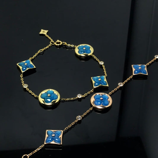 [Windsor Jewelry]STAR AND SUN 4 MOTIF BLUE BRACELET