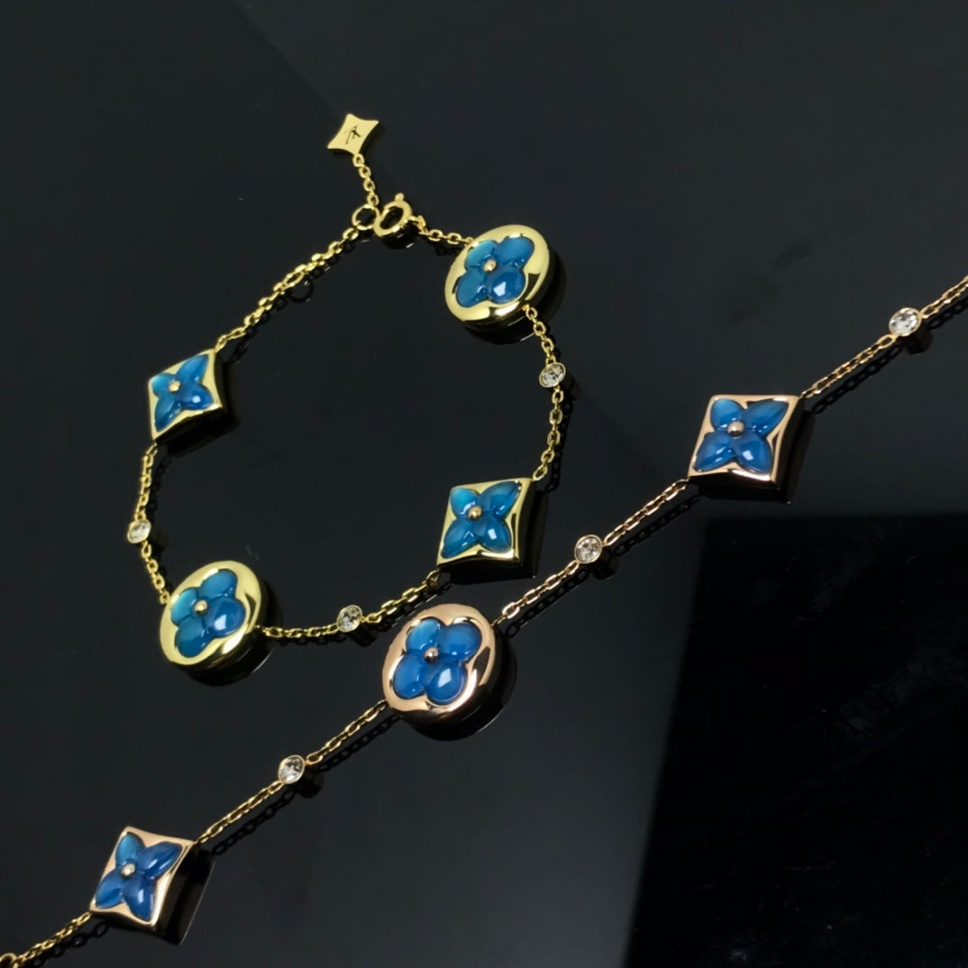 [Windsor Jewelry]STAR AND SUN 4 MOTIF BLUE BRACELET