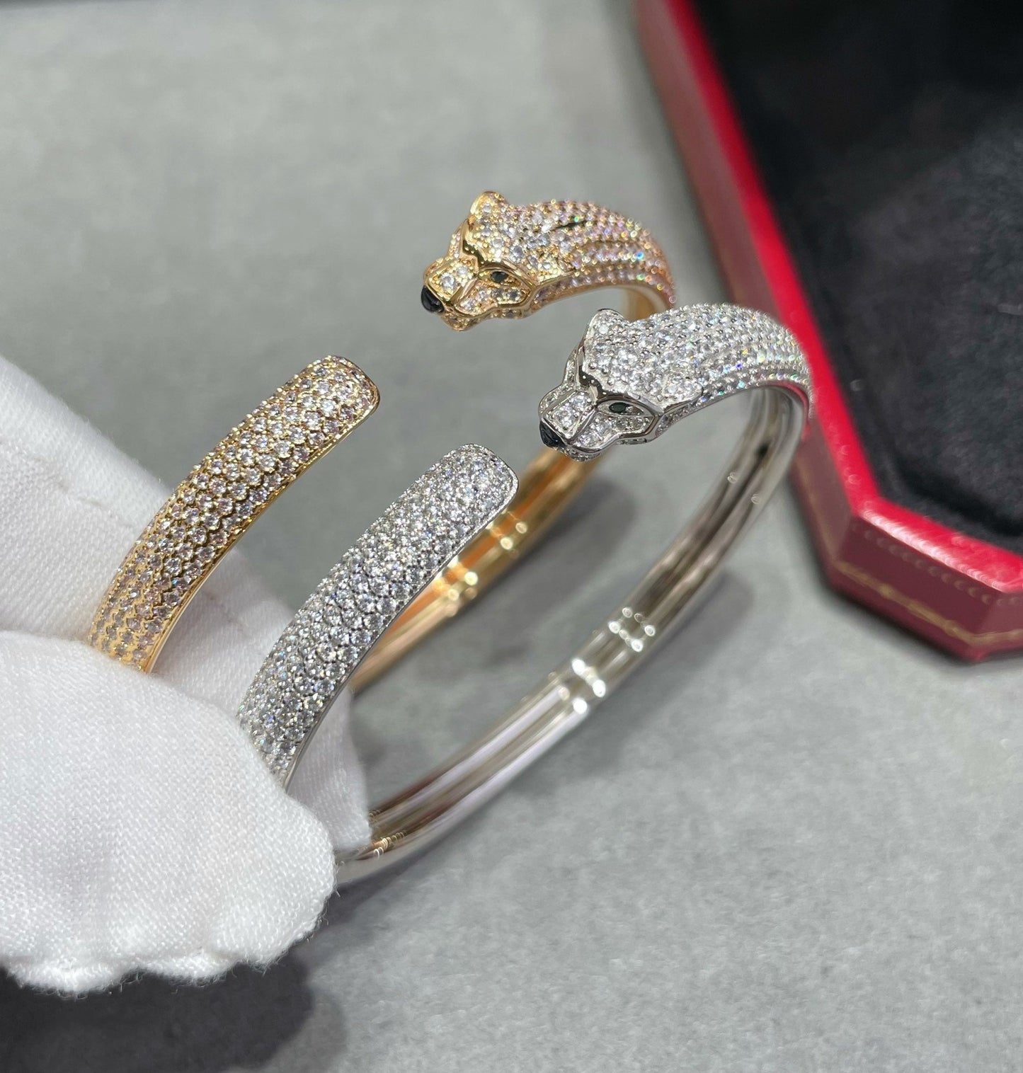[Windsor Jewelry]PANTHERE FULL DIAMOND OPEN BRACELET