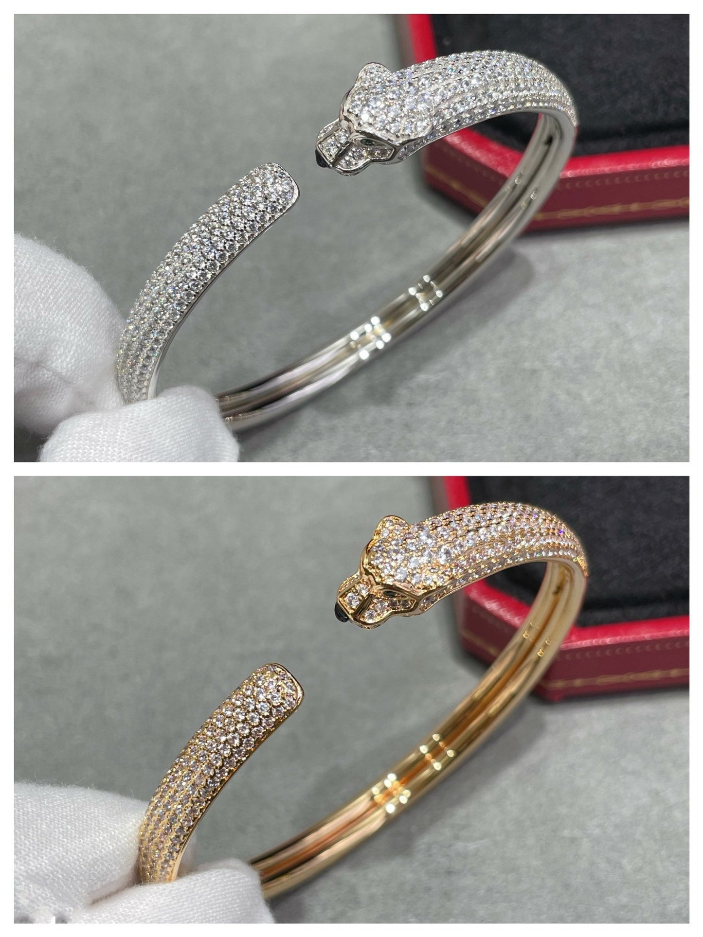 [Windsor Jewelry]PANTHERE FULL DIAMOND OPEN BRACELET