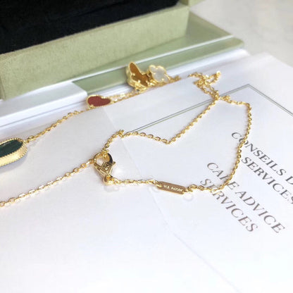 [Windsor Jewelry]LUCKY SPRING 4 MOTIFS ROSE GOLD NECKLACE