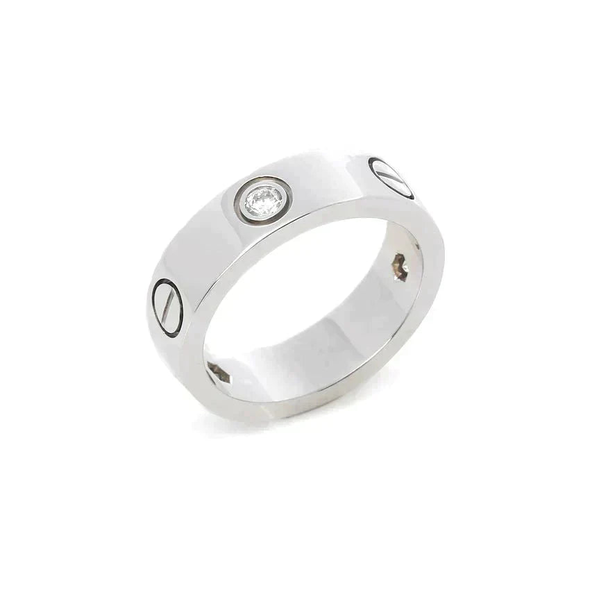 [Windsor Jewelry]LOVE RING 5.5MM 3 DIAMONDS SILVER