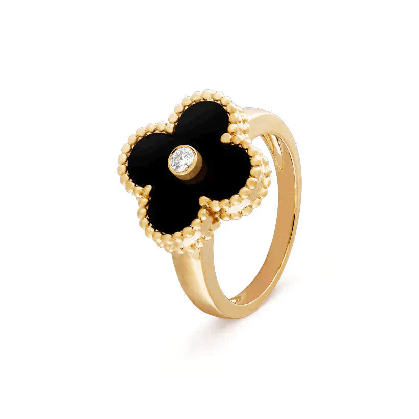 [Windsor Jewelry]CLOVER ONYX RING GOLD DIAMOND