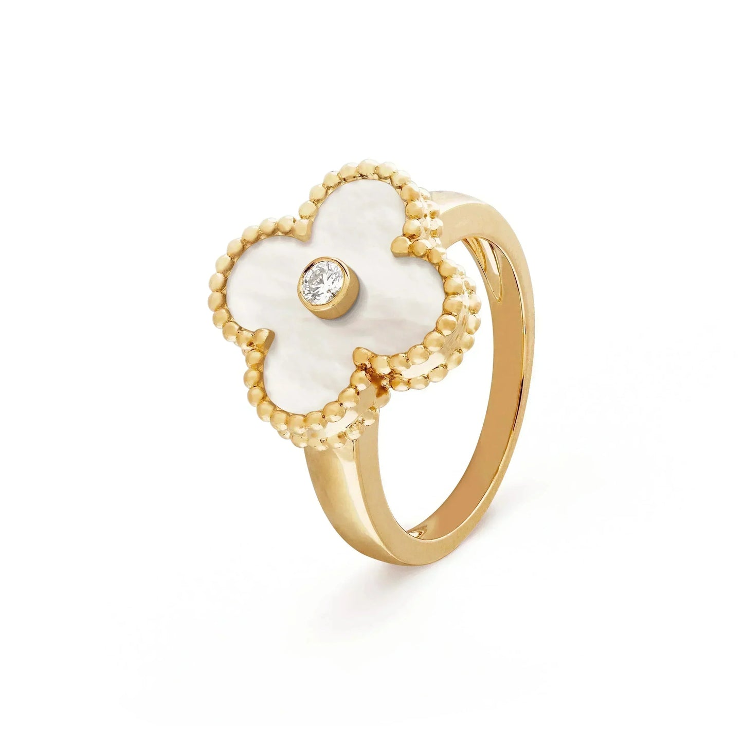 [Windsor Jewelry]CLOVER PINK MOP RING GOLD DIAMOND