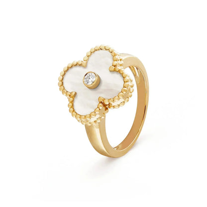 [Windsor Jewelry]CLOVER PINK MOP RING GOLD DIAMOND