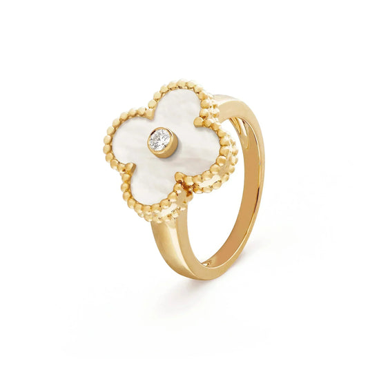 [Windsor Jewelry]CLOVER PINK MOP RING GOLD DIAMOND
