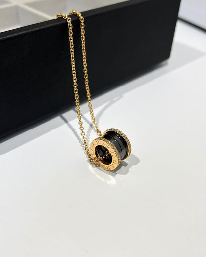 [Windsor Jewelry]ZERO 1 BLACK CERAMIC DIAMOND PINK GOLD NECKLACE