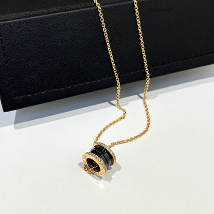 [Windsor Jewelry]ZERO 1 BLACK CERAMIC DIAMOND PINK GOLD NECKLACE