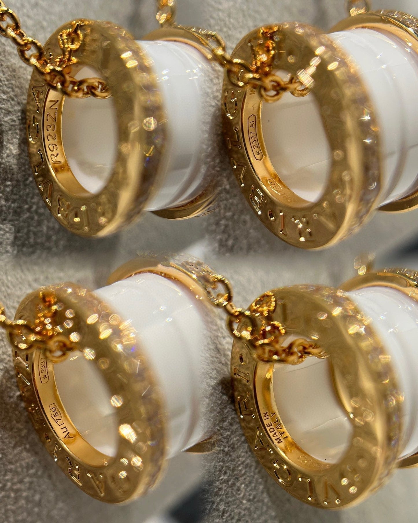 [Windsor Jewelry]ZERO 1 WHITE CERAMIC DIAMOND PINK GOLD NECKLACE